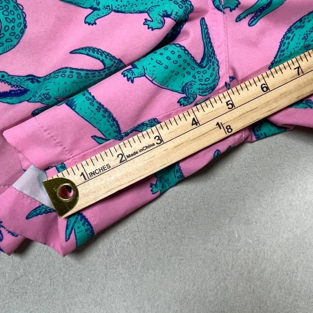 Chubbies Swim Trunks Mens Medium Pink Teal Alligator Print Mesh Lined Shorts